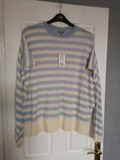 COS Size Large Light Blue Stripe Pure Merino Wool Oversize Jumper BNWT Free Post