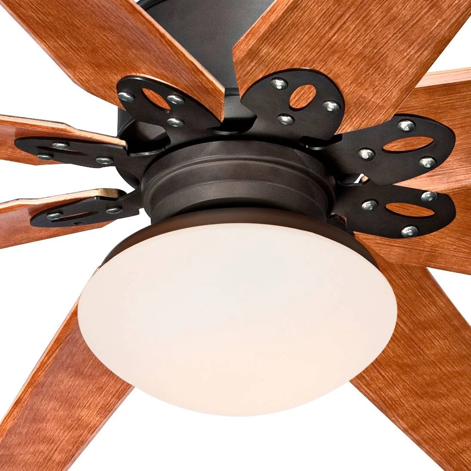 72" Outdoor Ceiling Fan with Opal Glass Light LED Remote Bronze Damp Patio - Image 3 of 4