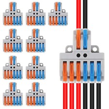 10Pcs 2 in 6 Lever Wire Connector Compact DIY Quick Connect Push-in 2 6