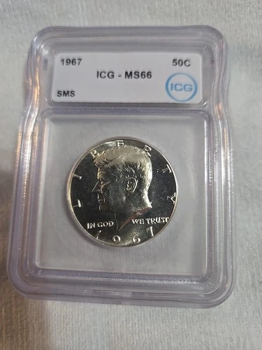 ⭐1967 SMS Kennedy Half Dollar 50C ICG MS66 Flashy UNC BU Silver Beauty!⭐