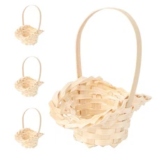 4 Pcs Tiny Woven Basket Storage Baskets for Organizing Straw Small with Handle