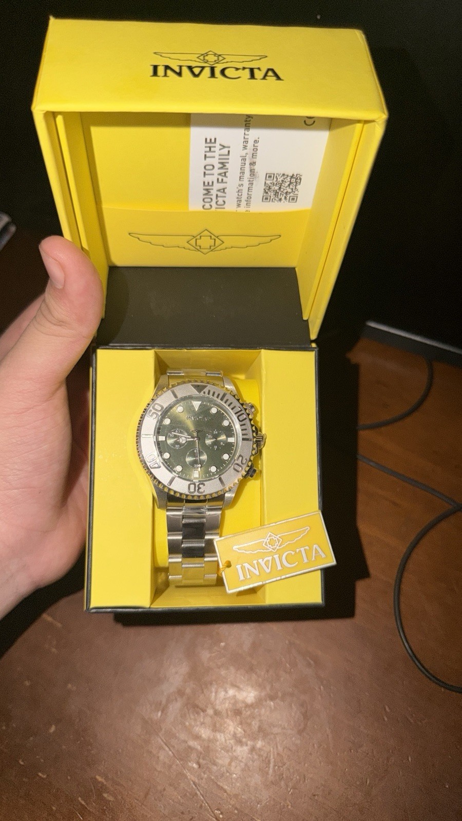 Invicta Men's Diver Chronograph Stainless Steel Watch Black Dial w/ Box