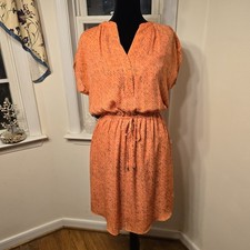 Apt 9 Orange Abstract Print Short Sleeve Drawstring Waist Midi Dress Size M