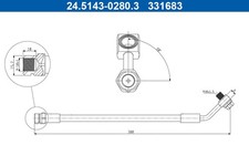 ATE 2x Bremsschlauch 24.5143-0280.3/2x M10x1,5 für VW GOLF 7 5G1 BQ1 BE1 BE2 BA5