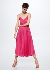 Mango Pleated Midi Dress Size XL Pink NWT