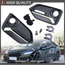 Led Bumper Fog Lights Driving Lamps Wswitch For 2017-2021 Honda Civic Hatchback