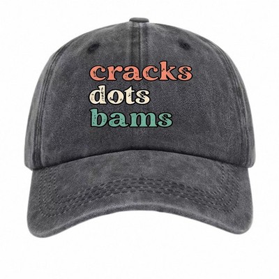 Vintage Cap,Cracks Dots Bams Graphic Printed Washed Denim Baseball Hat