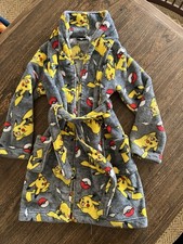 Pok mon Pikachu Boys Fleece Robe Gray Size 8 100 Polyester Long Sleeve