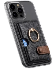 Phone Credit Card Holder Wallet Stick-on with ring stand for most phones