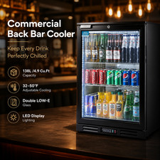 Hakka 4.9 Cu.Ft Commercial Back Bar Cooler Glass Door Beverage Refrigerator