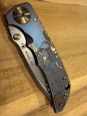 #ad Discontinued Spartan Blades Harsey Blue Gold Babe 3.98quot; S45VN Titanium Framelock $499.00