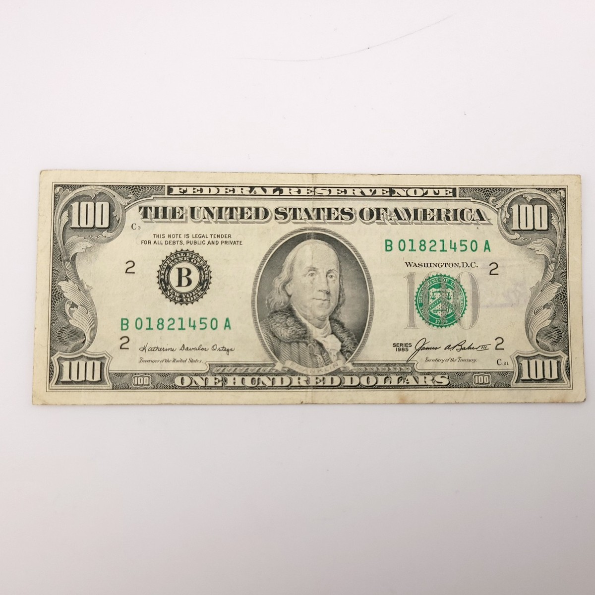 1985 One Hundred $100 Dollar Bill Federal Reserve New York OLD Paper Money  | eBay