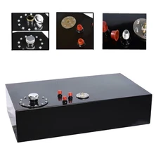 17 Gallon Top-feed Aluminum Race Drift Fuel Cell Tank Level Sender Caps Black