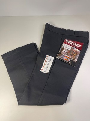 Dickies O-Dog Grey Grau 24 x 28 Neu Plain Front Twill Pants Hose