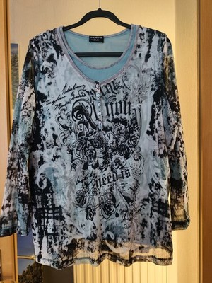 Langarmshirt v. Via Appia Due Gr. 48 blau/türkis schwarz gemustert
