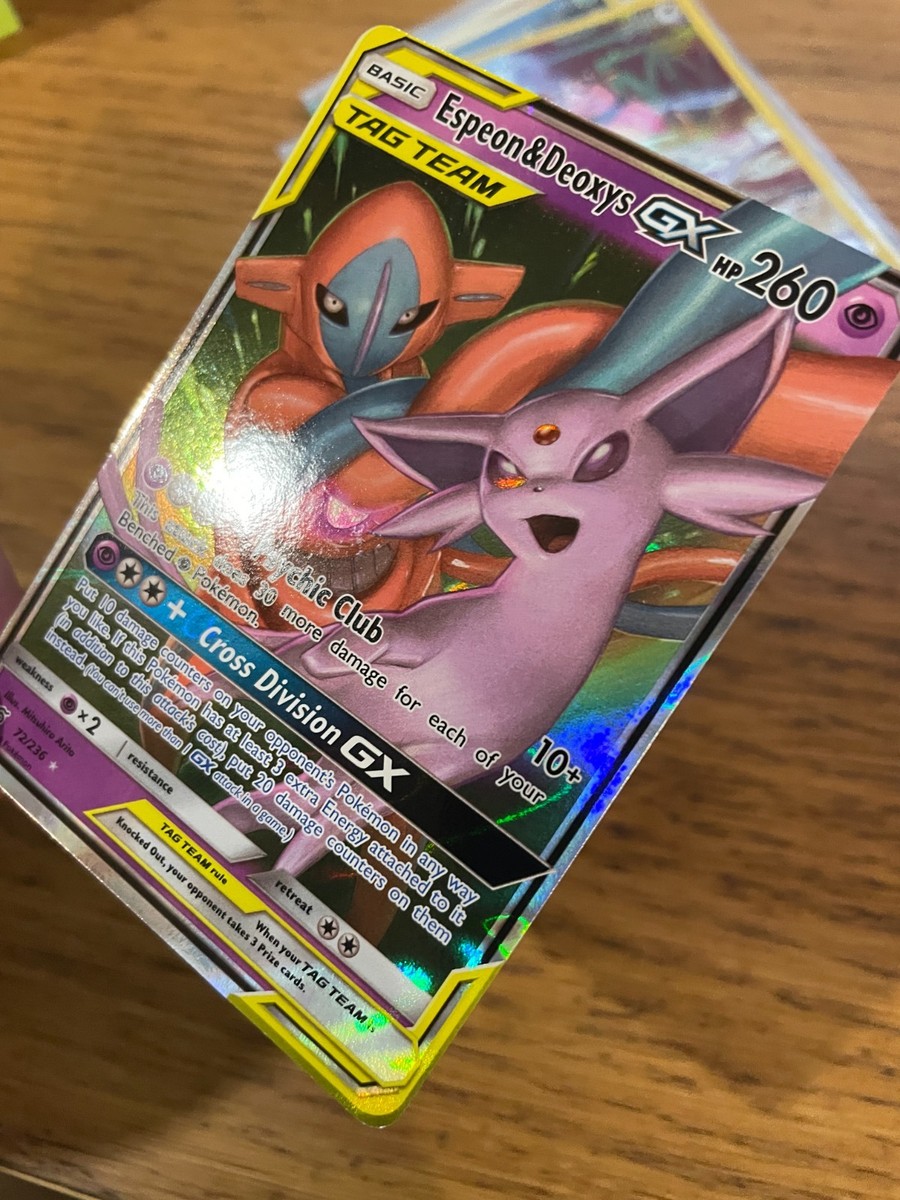 Espeon & Deoxys GX (72/236) Unified Minds Tag Team Ultra Rare Holo