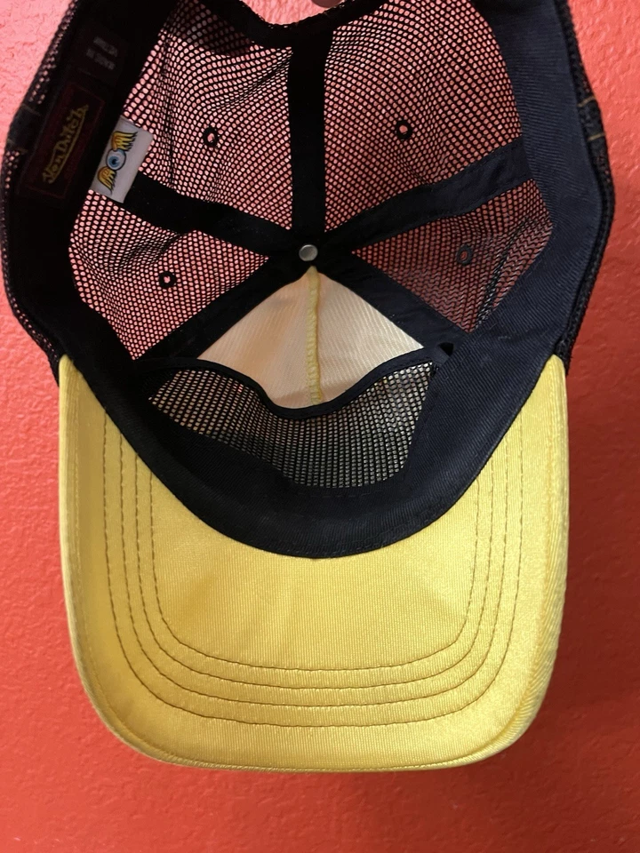Sombrero de camionero vintage Von Dutch Snapback Y2K amarillo satinado logotipo brillante Foto 2 de 4