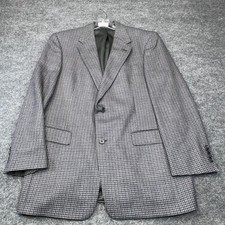 Burberry Sport Coat Mens 42R Gray Houndstooth Wool 2 Button Blazer Made in USA