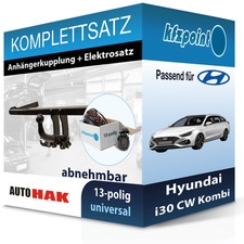 Für Hyundai i30 CW Kombi 18- AUTO HAK Anhängerkupplung abnehmbar + 13polig FP