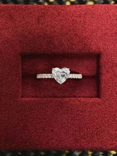 2CT Heart Cut Lab Created Diamond Engagement Wedding Ring 14K White Gold Plated