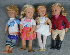 LOT OF 4 Our Generation Girl Dolls Rider Boy Surfer Blonde Ballet Boots