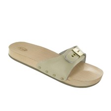 Scholl Pescura zoccoli ortopedici uomo in legno piatti Flat Original Sand Sabbia