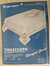 Vogart Crafts 8735A Tablecloth 52"X70" Stamped Cross Stitch Project (H)