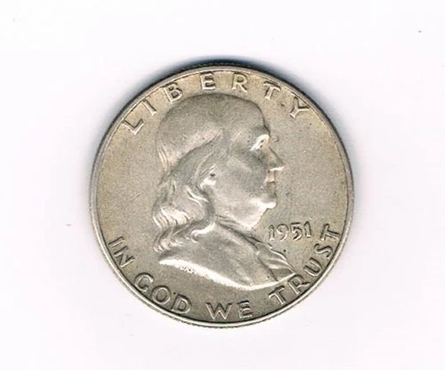 1951 S Franklin Half Dollar 90% Silver XF/AU condition. Inv#211