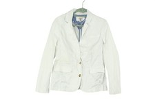 LL Bean Women  s White Blazer Jacket Cotton Stretch Tailored Casual Career Small