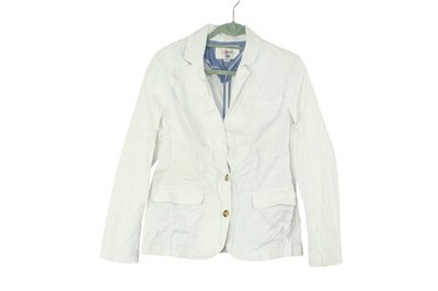 LL Bean Women s White Blazer Jacket Cotton Stretch Tailored Casual Career Small