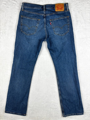 Levis 527 Slim Bootcut Jeans Mens 33x32 Blue Dark Wash Western Cowboy Whiskering