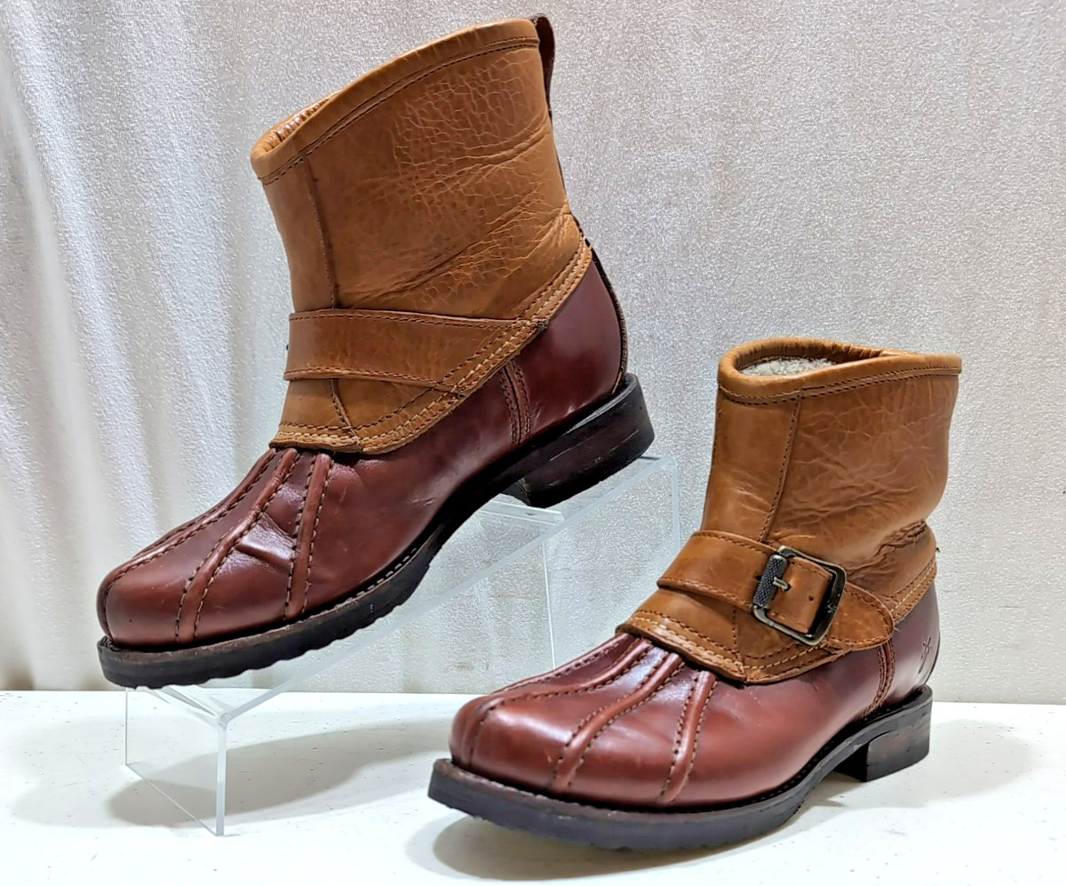 Frye Veronica Shearling Leather Engineer Duck Boo… - image 4