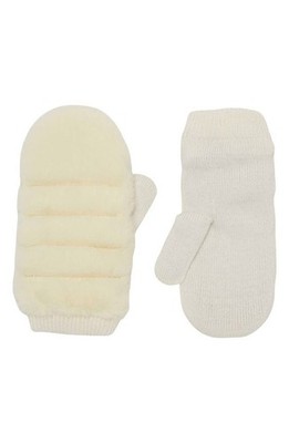 UGG All Over Faux Fur Quilted Mittens Ivory Size Large / X-Large NEW