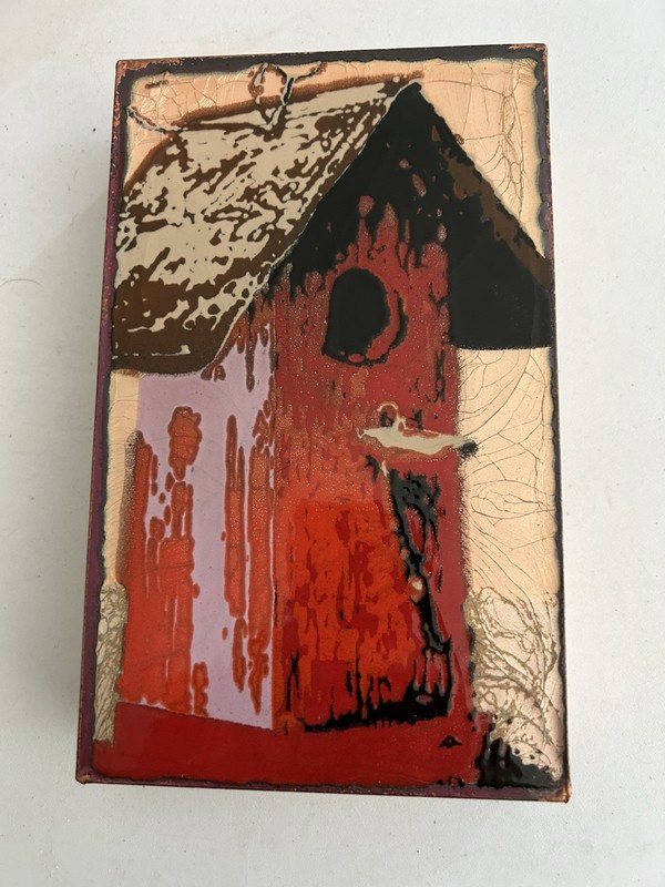 Rare Retired Houston Llew Spiritile 088 titled "Sweet Spot" Copper Glass Enamel