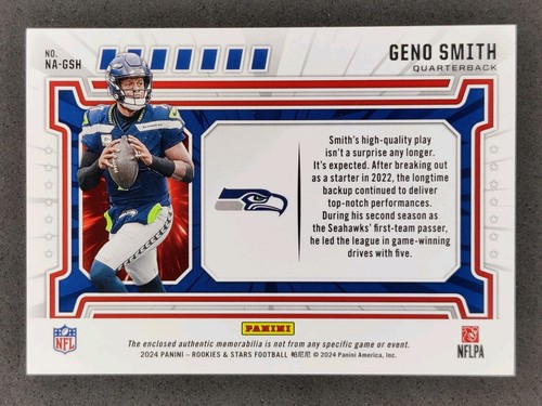 2024 Rookies & Stars GENO SMITH Authentic Patch Silver /399 #NA-GSH Seahawks - Bild 2 von 2