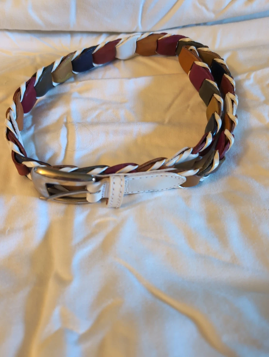 Made In‎ Turkey Colorful Wide Genuine Leather Braided Belt Women\'s Size 36 Y2k Made in Turkey Genuine Leather Braided Belt Size M Brown 2  main image 3