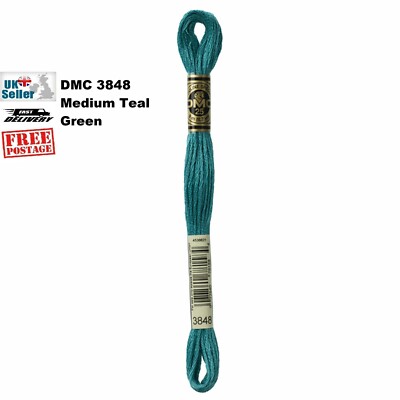DMC 3848 Medium türkis gestrandet Baumwolle Kreuzstich Faden Knäuel Mouline 