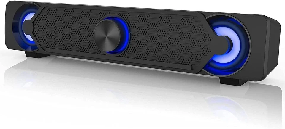 Lautsprecher Soundbar PC Computer Monitor Boxen Box LED RGB 3,5mm AUX USB B474