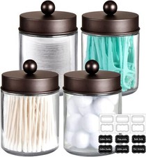 4 Pack Apothecary Jars Bathroom Vanity Storage Organizer Set -Countertop