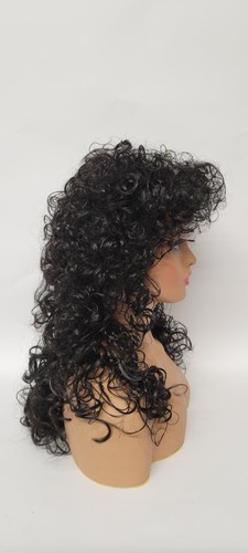 Long Natural Curly Layered Wig bang Wet Black Bouncy Daily Fashion Retro -Sepia - Picture 3 of 10