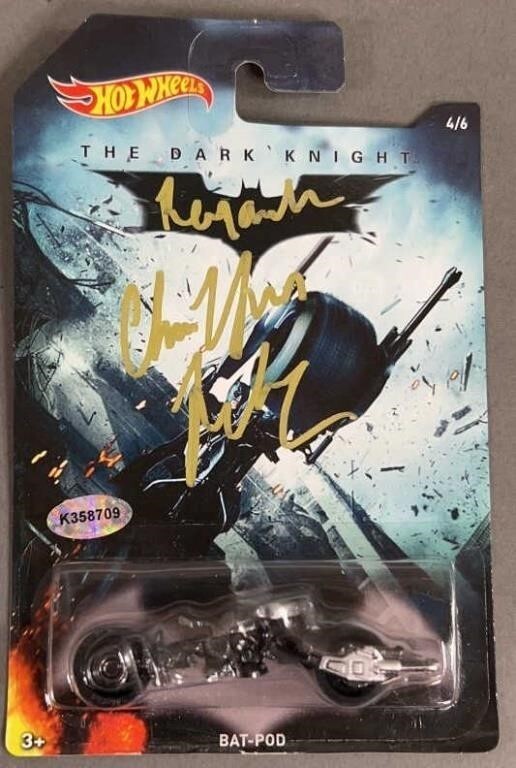 Christian Bale Signed Hot Wheels Batman Dark Knight Bat-Pod Black 2014