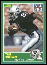 1989 Score #305 Tim Brown All-Pro RC Rookie Card (305b COR Photo On Front)