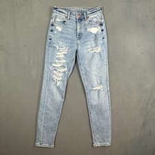 American Eagle Jeans Womens Size 00 Mom Jean Destroyed Y2K Light Wash Stretch