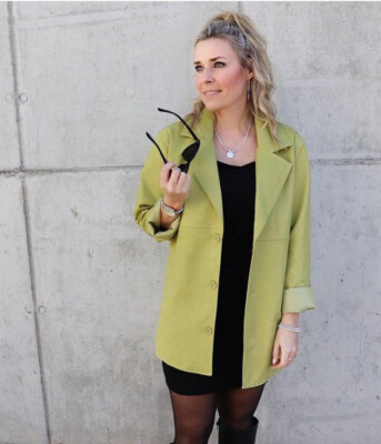 Jacke,Longblazer,Blazer,Lederimitat,Limegrün, grün, Damen,wie neu, NA-KD, Gr. 40