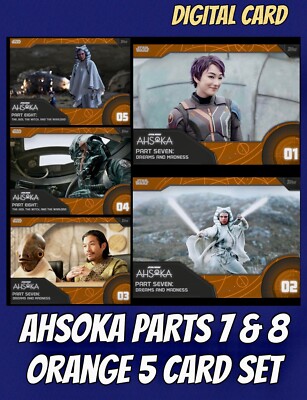Topps Star Wars Card Trader Ahsoka Parts 7 & 8 Orange Event Exclusive Set of 5