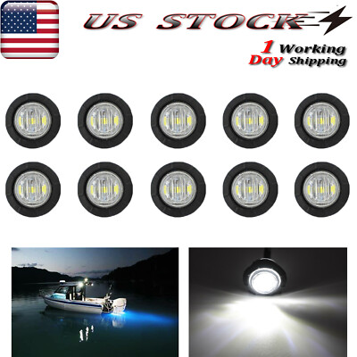 #ad #ad 10x Round Marine Boat LED Stern Lights White 12V Cabin Deck Courtesy Light $11.99