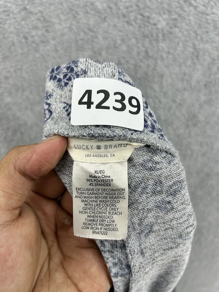 Lucky Brand Women's Pajama Lounge Pants Size XL Blue Gray Floral Drawstring - Image 4 of 4