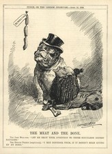 Rare 1924 Cartoon OCCUPATION OF THE RUHR British Bulldog/French Poodle GERMANY