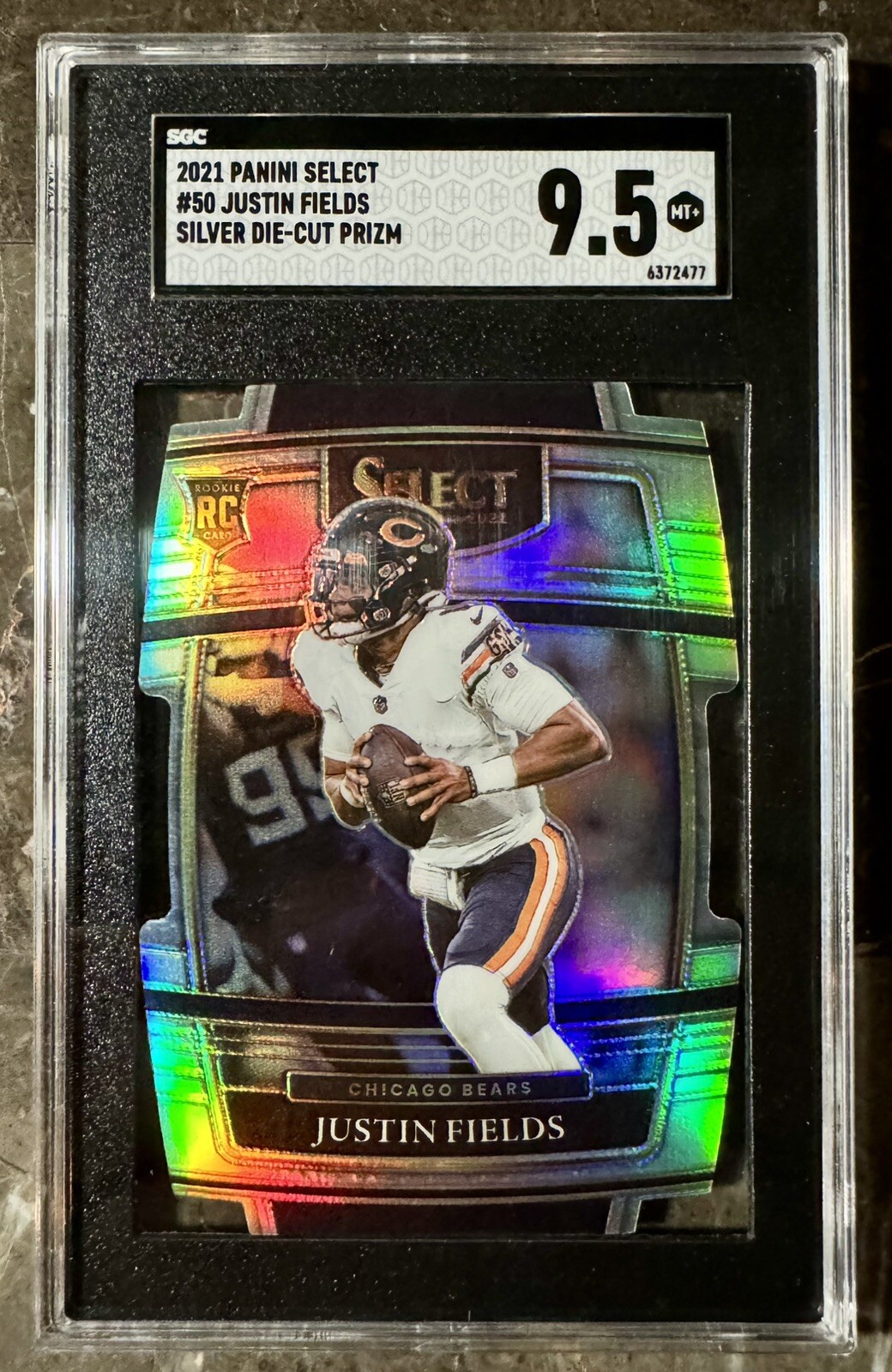 2021 Panini Select #50 Justin Fields Silver Die-Cut Prizm RC SGC 9.5 MINT+