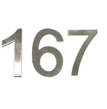Stick-On House Numbers - No 167 - Stainless Steel - 10cm - Door, Fence, Gate